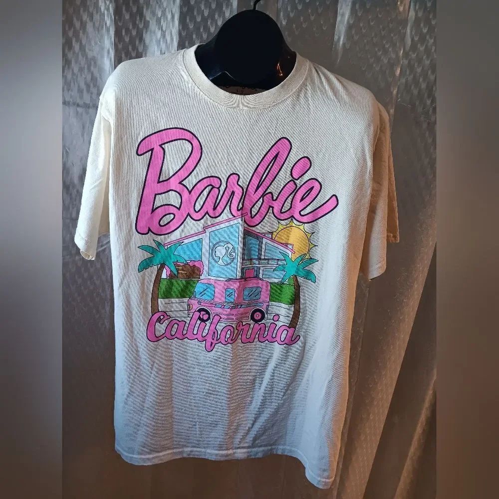 Barbie California Cotton Cream Tee Women's L Retro Dream House Graphic